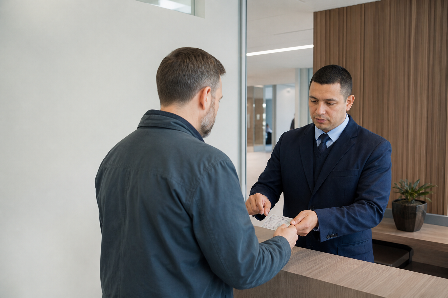Profissional orientando o controle de entrada em uma instituição de ensino